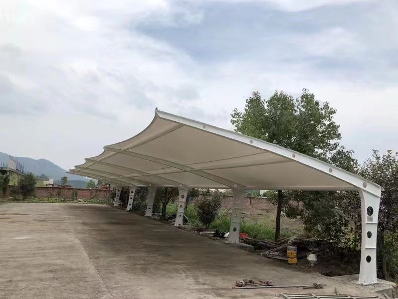 六合区小区改造停车棚工程，膜结构非机动车棚定制厂家-2